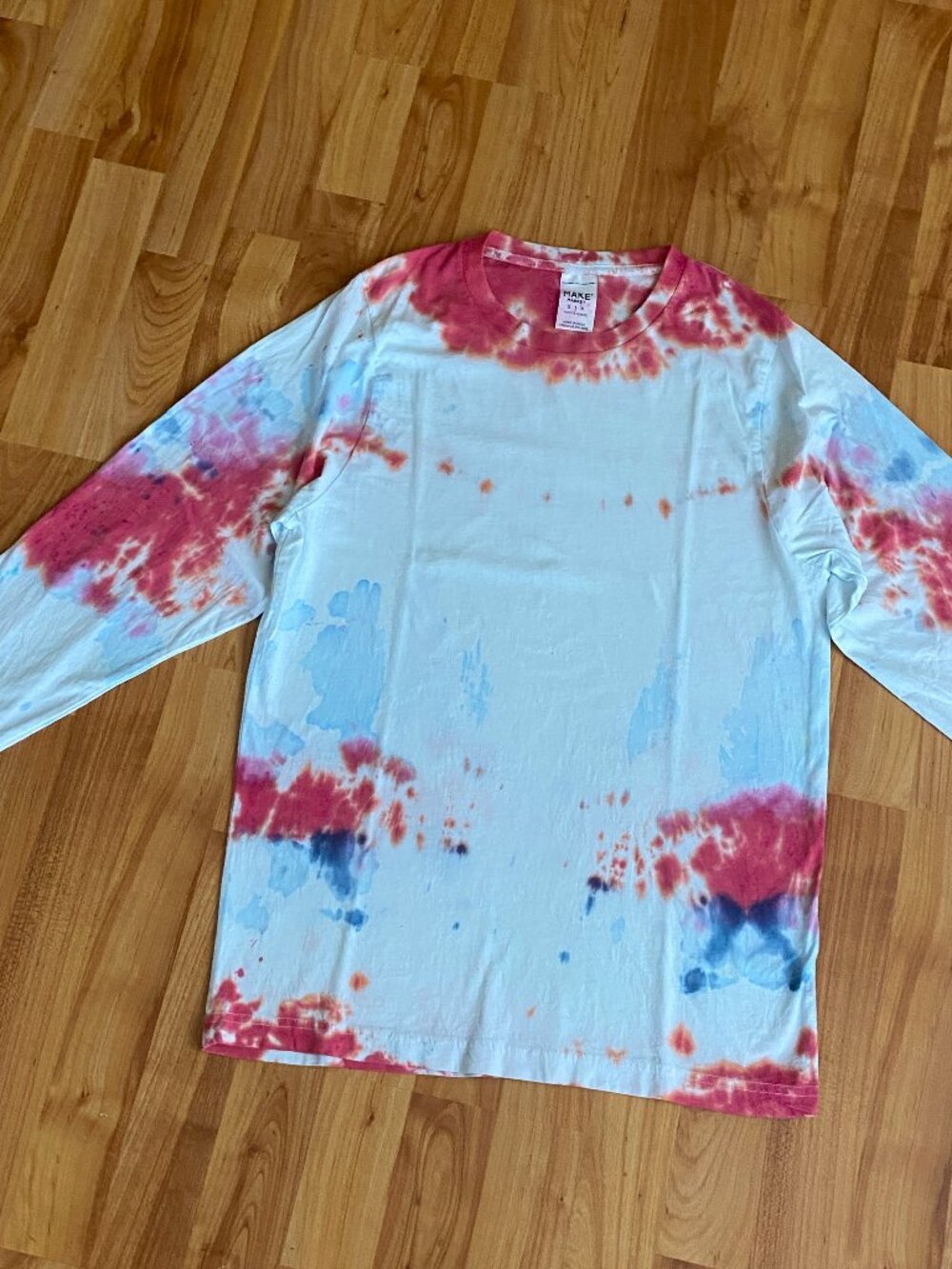 Make Market 100%Cotton long sleeve custom tie-dye T-Shirt  Adult Small